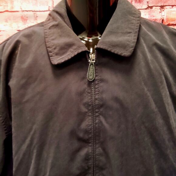 London Fog Bomber Jacket Black Lined Softshell Zipper Pocket Collar Zip Up - Picture 3 of 4
